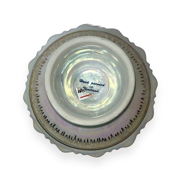 Iridescent Porcelain Trinket Dish Soap Dish Gold Hand Painted Ceramic Vintage - Picture 4 of 9